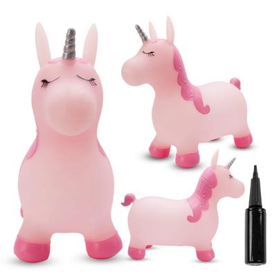 Children's Hopper for Jumping with Pump Kelly Pink With Glitter Horn