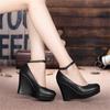 Übergröße 32-41 Echte Leder Damen Pumps Schuhe Plateau Keile Mary Janes Damen Frühling Hohe Absätze Schuhe für Büro Modell