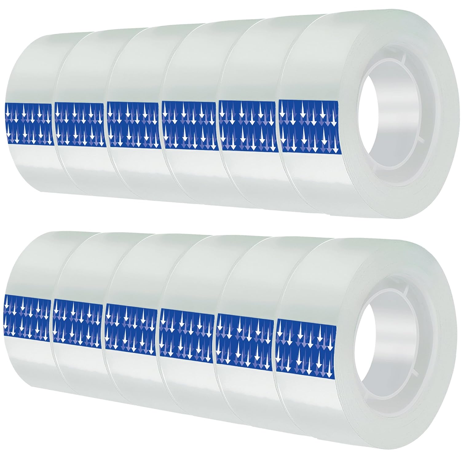 Transparent Tape Refills,12 pcs,3/4 x 28yd-1 inch Core, Clear Tape Rolls for Office, Home, School