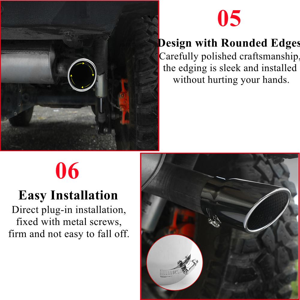 Țeavă de evacuare spate mașină pentru Jeep Wrangler JL 2018 2022 Compass 2017-2022 Exterior din oțel inoxidabil