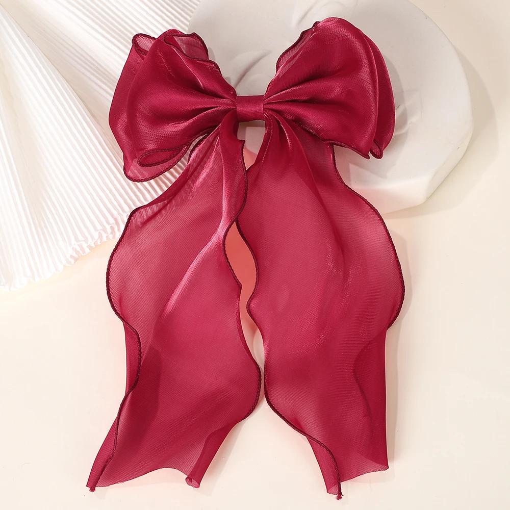 1PCS Girls Blue Pink Big Bow Ribbon Hair Clip Elegant Simple Spring Summer Hair Clip Pins Retro Headband Clips Hair Accessories