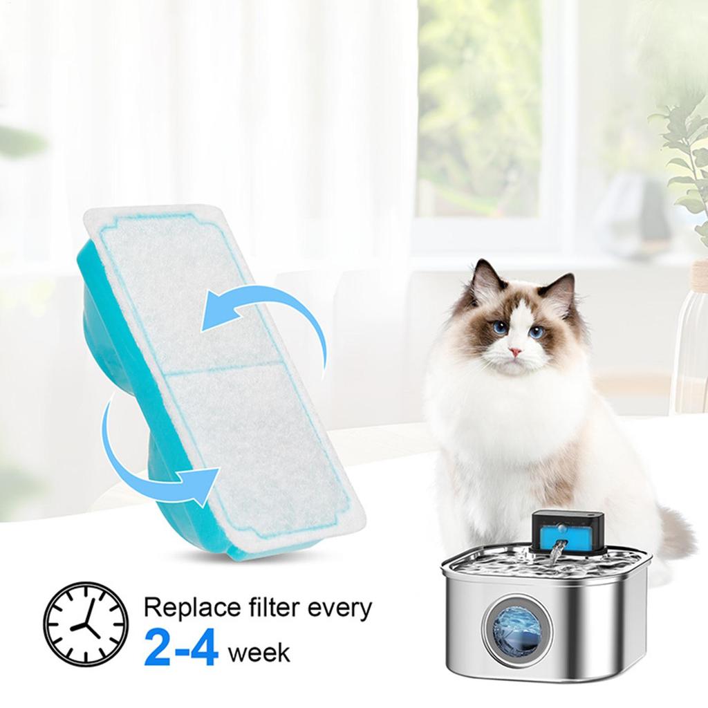 Cat Water Fountain Filter Replacement, Odor Remover with Sponge, Compatible with Most Pet Drinking Dispensers for Fresh Water