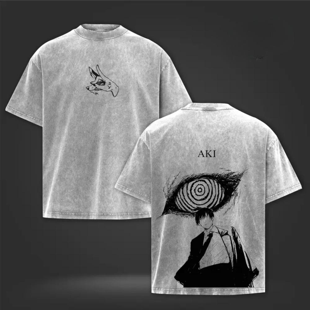 Hot Anime Chainsaw Man Hayakawa Aki Graphic Tee Men Women Clothing Washed Cotton Tshirt Casual Loose T-shirt Harajuku T Shirt