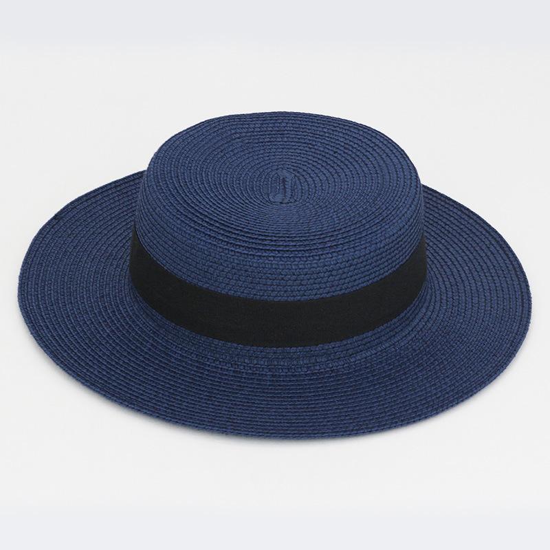 20 Color Square Buckle Round Straw Hat Summer Travel Sunshade Breathable Cap