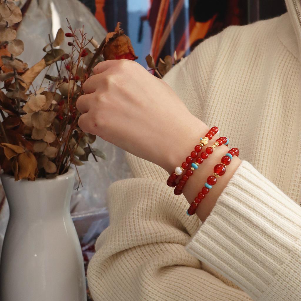 Natural Stone Beaded Bracelet Agate Bracelet.fashion Women Daily Jewelry Gift