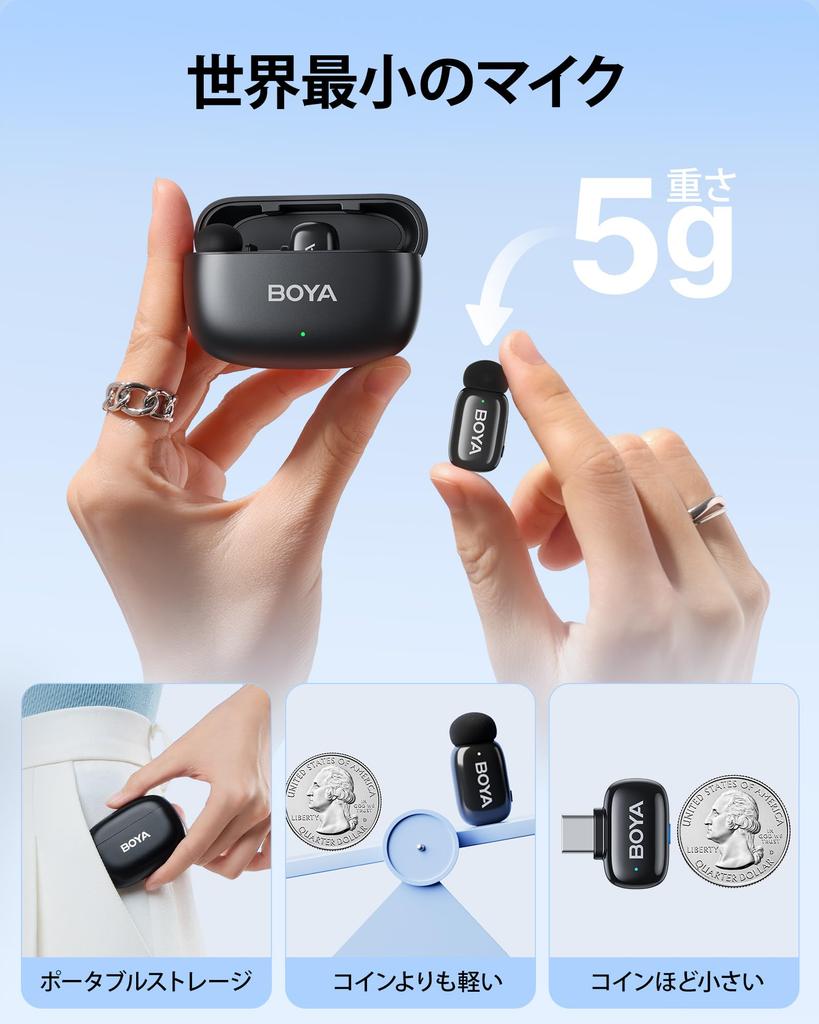 BOYA mini Wireless Microphone [Ultra-Mini 360° Sound-Picking Pin Microphone] Type-C Wireless Microphone, Compatible with iPhone 1615 Series,