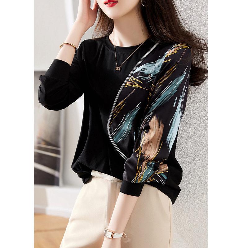 Simplicity Asymmetrical Patchwork Women's Clothing T-Shirts Pullovers Loose Geometric Round Neck Spring Summer Thin Casual Tops