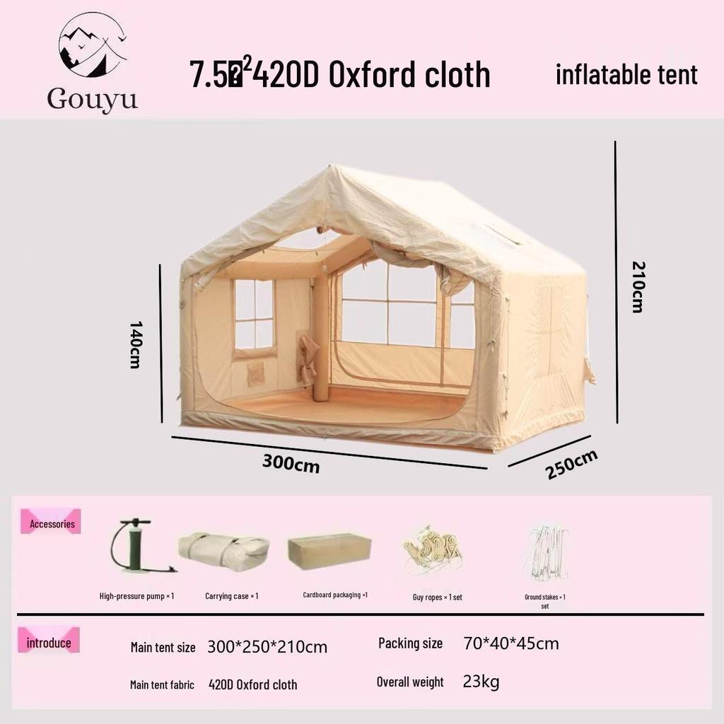 Spacious All-Season Anti-Freeze Moisture-Proof Inflatable Tent for Home & Camping - Portable, No-Assembly, Rainproof.