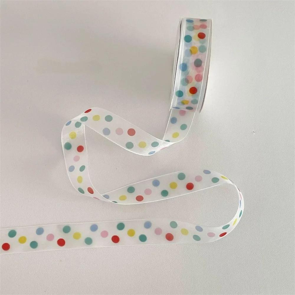 New Colorful Gift Wrapping Ribbon Polka Dots Bowknot Gift Box Decorative Ribbon Polyester Clear Packaging Box Ribbon Birthday