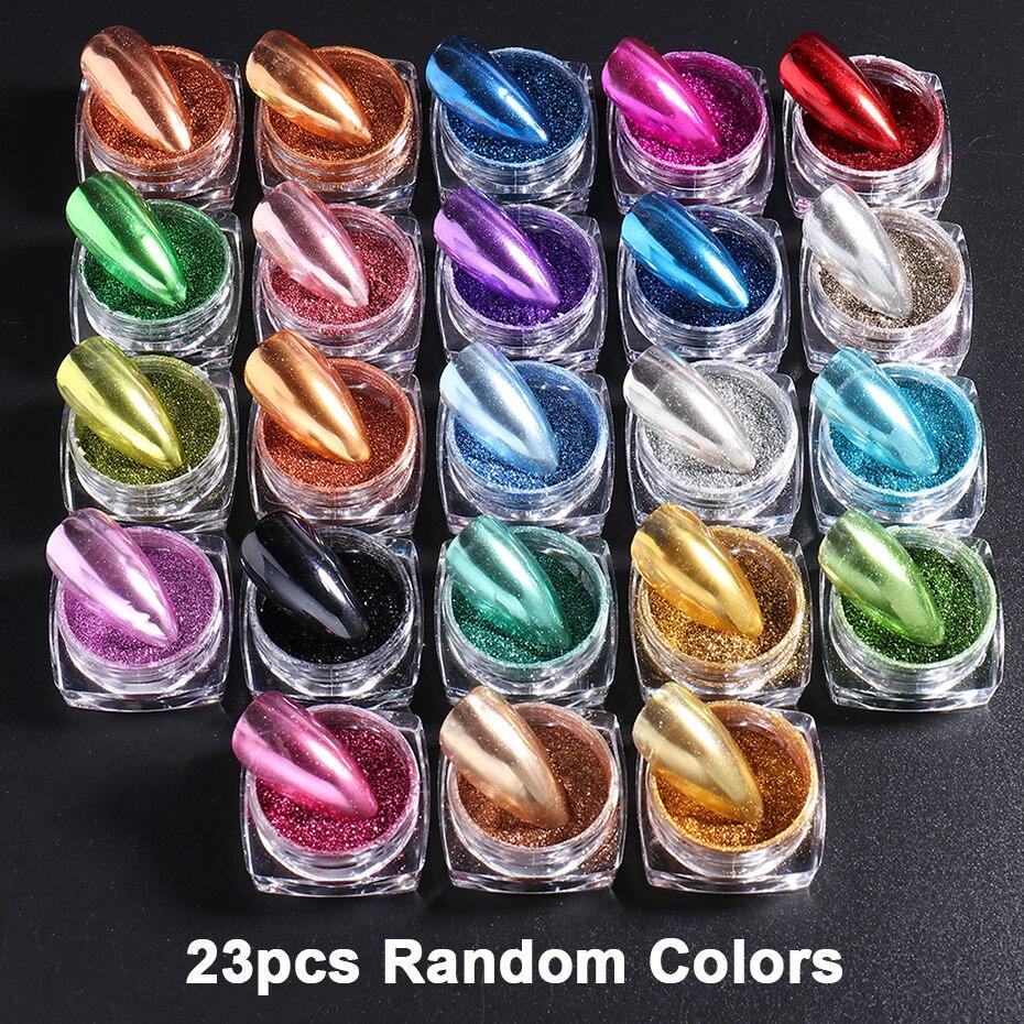Xiaomi 23 Colors Metallic Chrome Nail Powder Set Y2K Magic Mirror Gold Silver Decor Rubbing Glitter Pigment Flakes Manicure Accessories