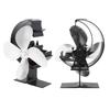 Wood Stove Fan 4 Blades Fireplace Fan Heat Powered Fast Warm Circulation Moon Star Pattern Termal