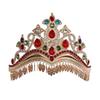 European and American Luxury Bridal Rhinestone Crown Tiara Light Luxury Exotic Tassel Photography Crown Earrings Set Studio Accessories
