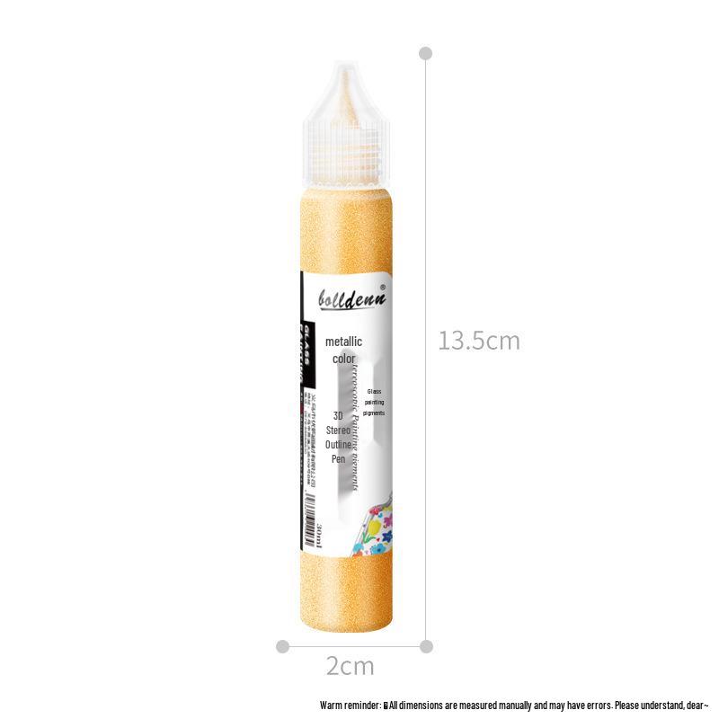 30ml Gold 3D Glass Paint Pen - Waterproof, No-Bake Acrylic for DIY.