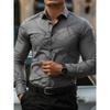 Herren Trendiges geometrisches Linienmuster Langarmhemd Business Casual Mode Design Slim Fit Bügelfrei Vielseitig Ins Style Hemd