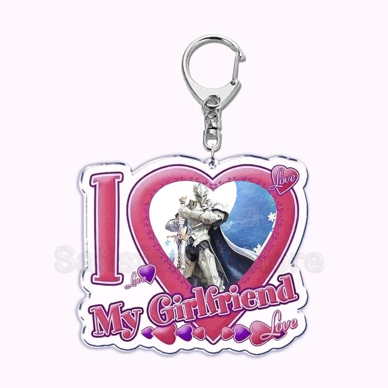Pfp Sephiroth Acrylic KeyChain Pendant Key Ring I Love My Boyfriend Girlfriend Pink Heart Keyring for Bag Pendant Jewelry Gifts