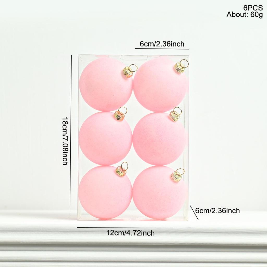 Colorful Flocked Macaron Christmas Ball Set - Tree Ornaments