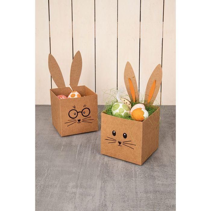 Kit boîte à plier - Carré - Kraft - 7,5 x 7,5 x 7,5 cm