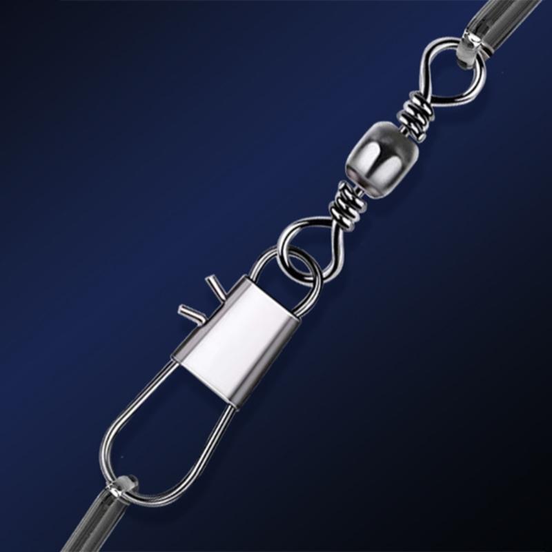 100Pcs Fishing Line Hook Connectors Round Bearing Swivels Fishing Snap Fishing Swivels Fishing Swivels with Locking Snap