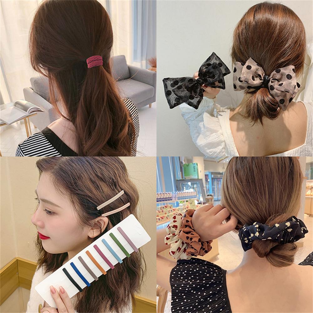 17PCS/Set Elastic Basic Hair Bands Hairpins Fashion Rubber Band for Women Girls Hair Clips Ties Headwear Hair Accessories Gifts