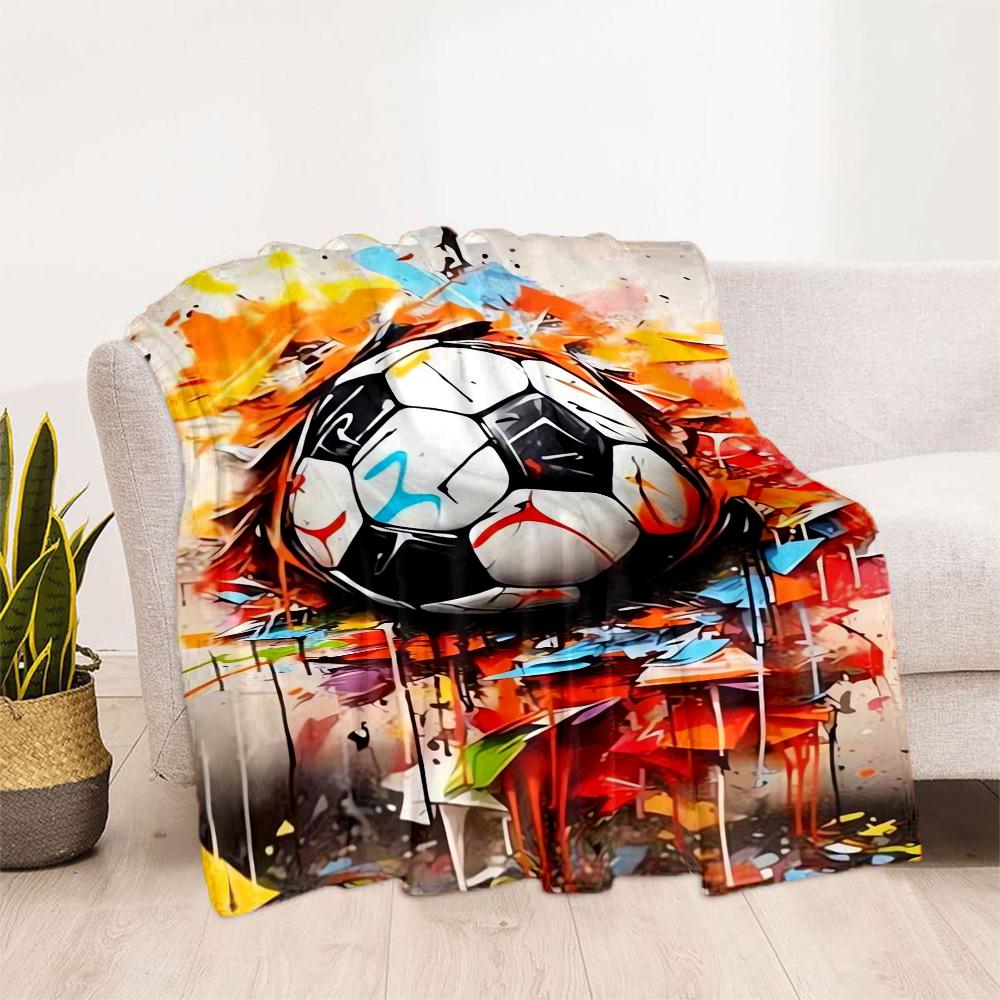 1 Stück Fußball-Decke Bequem Weich Leicht Alle Jahreszeiten Mehrzweck-Decke Reisen Camping Picknicks Sofa Büro Bett Wohnzimmer Geschenk Freunde