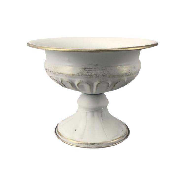 Spacious Wide Antique Metal Planter Small Urn Flower Pot Pedestal Vases For Florals Arrangements And Decors Gift