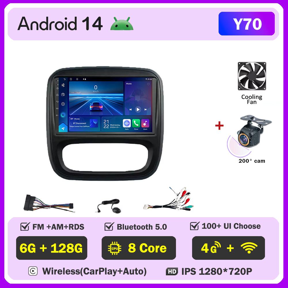 Android 14 Smart Car Systems For Renault Traffic 3 2014 - 2021 For Opel Vivaro B 2014 - 2018 Car Radio Player Stereo Head Unit