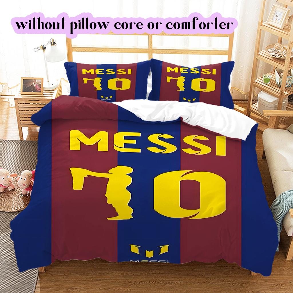 Soccer superstarPattern Bedding Quilt Set Quilt Cover Pillowcase Home Decoration Birthday Gift (1 * Duvet Cover + 2 * Pillowcase, Without Core)
