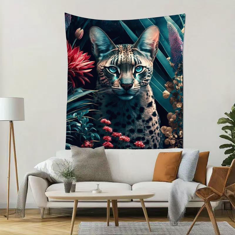 Jungle BlueEyed Leopard Digital printing polyester wall tapestry suitable for use in living rooms bedrooms offices bars party