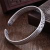 Thai Silver Heart Sutra Lotus Jackfruit Bracelet - Black Lotus Openwork Design