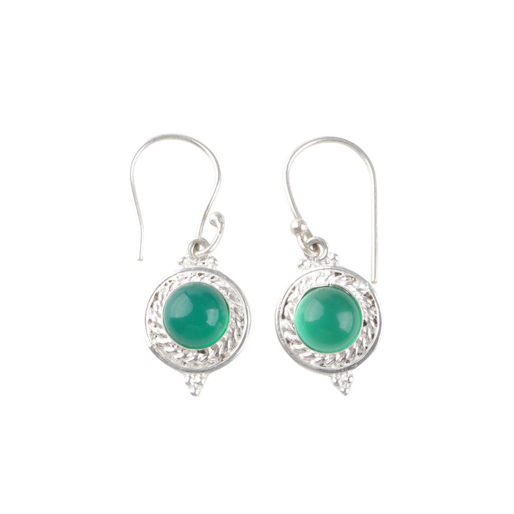 Green Onyx Cab Gemstone 925 Sterling Silver Jewelry Handcrafted Earrings 1.43" EE-117-24