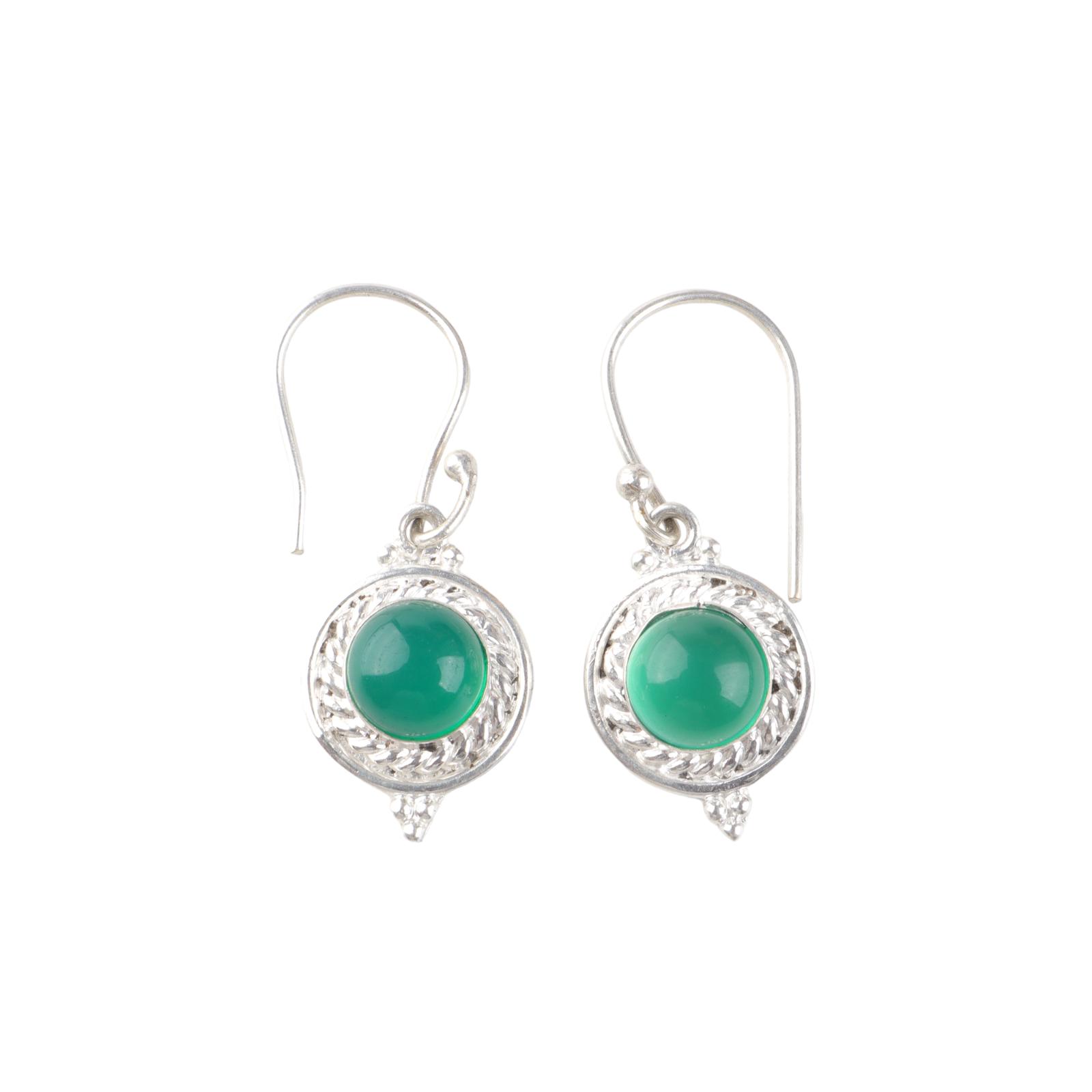 

Green Onyx Cab Gemstone 925 Sterling Silver Jewelry Handcrafted Earrings 1.43 EE-117-24