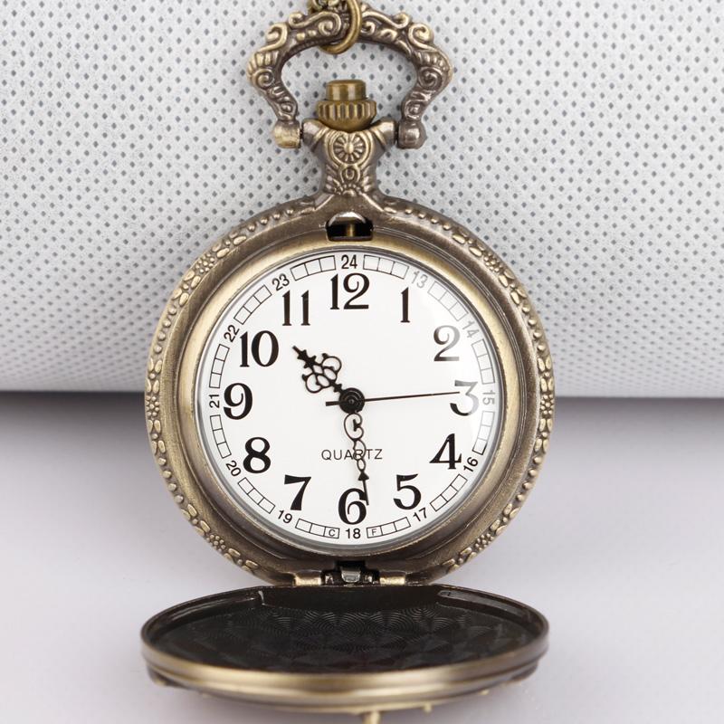 10pcs/lot Brown Popular Men's Round Quartz Cool Vintage Pocket Watch Motorcycle Design Car Birthday Gift