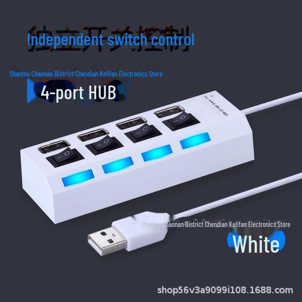 

7-портовый USB-концентратор-разветвитель с независимыми переключателями и 4-портовый высокоскоростной расширитель Light Hub 4 ports белый