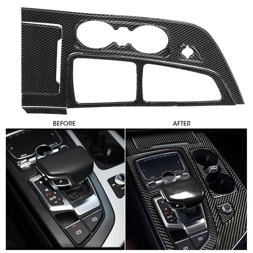6pcs Set Carbon Fiber Center Console Gear Shift Panel Trim Shift Knob Cover Fit for Q7 SQ7 4M 16 19 Left Hand Drive