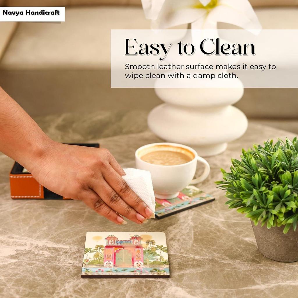 Leather Coasters - Tea Coaster - Dining Table Decor Accessories - Coster Set For Dining Table For Hot Pots