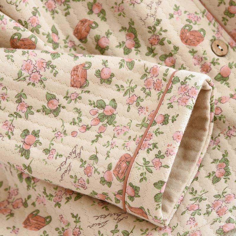 Women's Retro Lapel Cardigan Pajama Set - Long Sleeve, Long Pants, Loose Fit, Plus Size, Perfect for Autumn and Winter