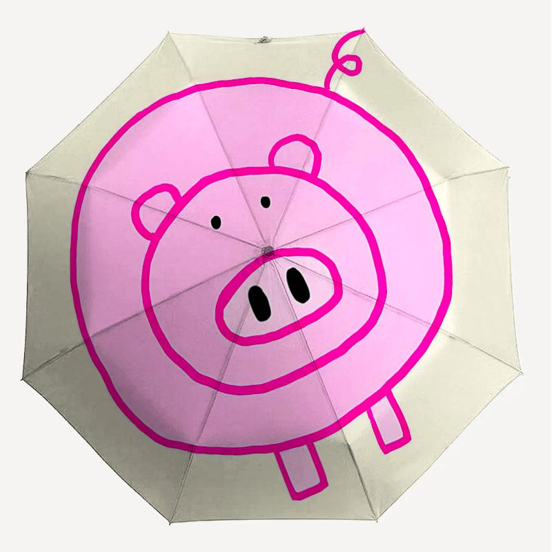 1PC piggy Umbrella-8-Rib Reinforced Portable Folding Travel Suitable for All Seasons Outdoor Daily Use-J358