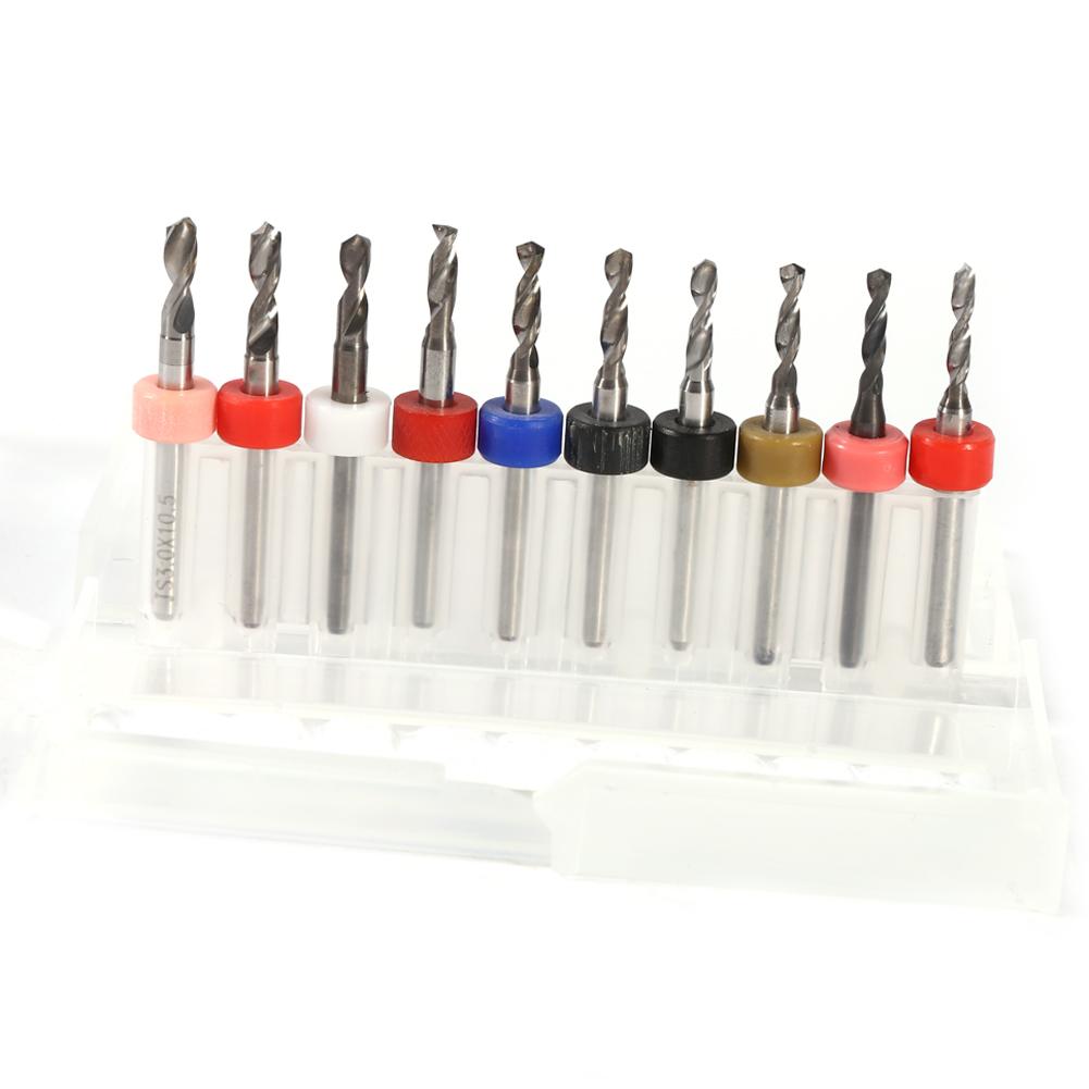 

10Pcs Cemented Carbide Drill Bits, Large Scrap Discharge Space, Easy to Replace, Great Container for PCB, , CNC