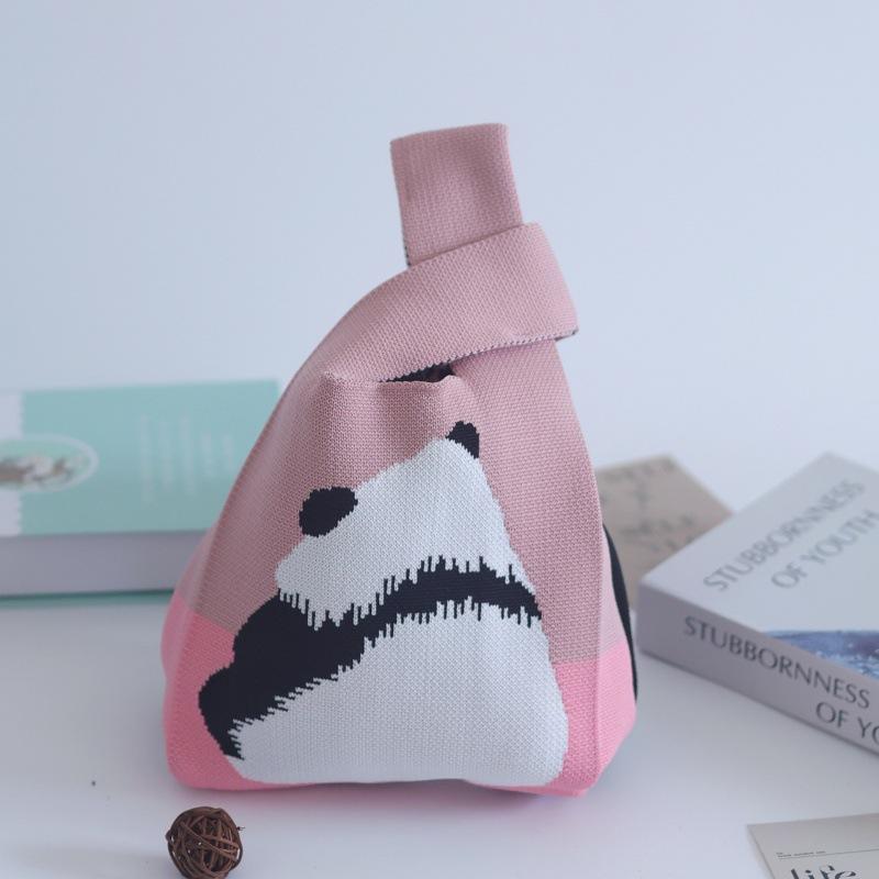Ins Internet celebrity handbag women's knitted wool bucket bag Japanese and Korean version versatile hand carry casual tote bag box lunch bag