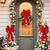 Large Red Christmas Bows Outdoor Decorations Christmas Tree Top Bow Velvet Wreath with Glitter Gold Edge Front Door Decoration