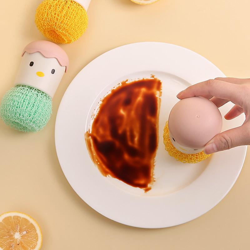 High-quality Nano Cleaning Brush With Handle For Pots And Dishes Cute And Detachable Eggshell Design