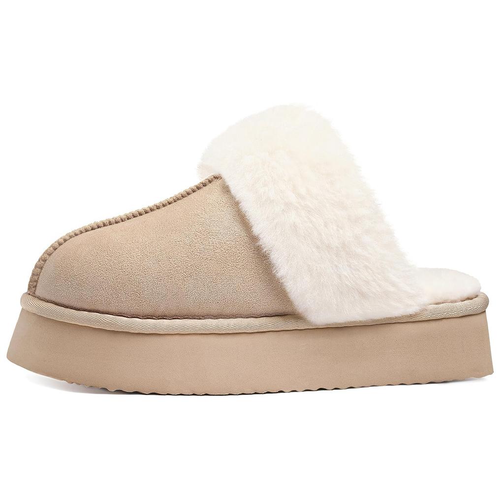 Fashion Comwarm Winter Fluffy Fuzzy Women's Slippers Platform Non-slip Home Slides Warm Cotton Shoes Soft Sole Plush Cozy Women Slippers