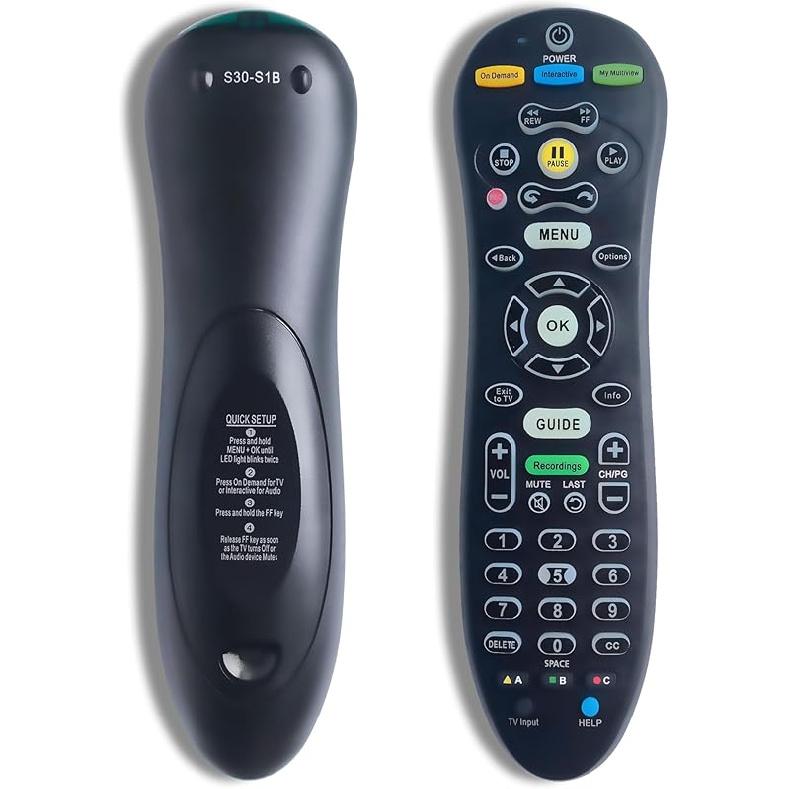Universal S30 Remote Control for U-Verse Receiver and TV, S30 Remote Replacement with Easy Setup, Universal TV Remote for Everyday Use (Black)