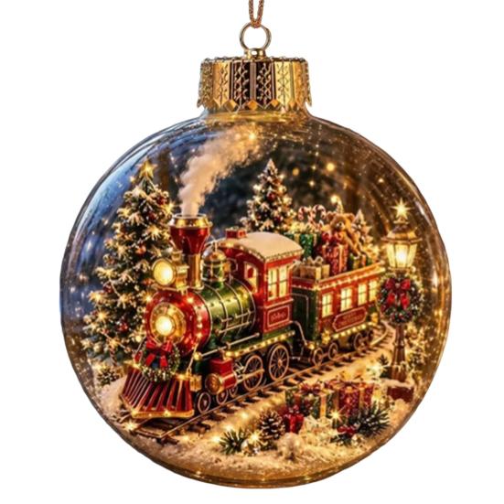 Decorative Night Lights for Bedroom Lighted Christmas Ornament with Warm LED Lights, Retro Metal Cap Ornaments Mantels Transparent Ball Holiday