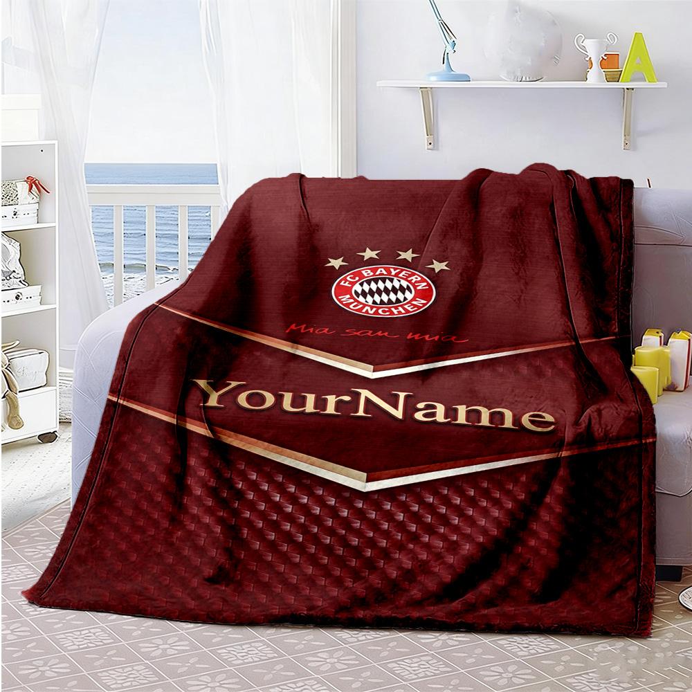 Fc Bayern München 7 Customize Your Name Blanket Gift Customizable Blanket Soft & Cozy Suitable for Seaside Bed Sofa Livingroom All-Season Use