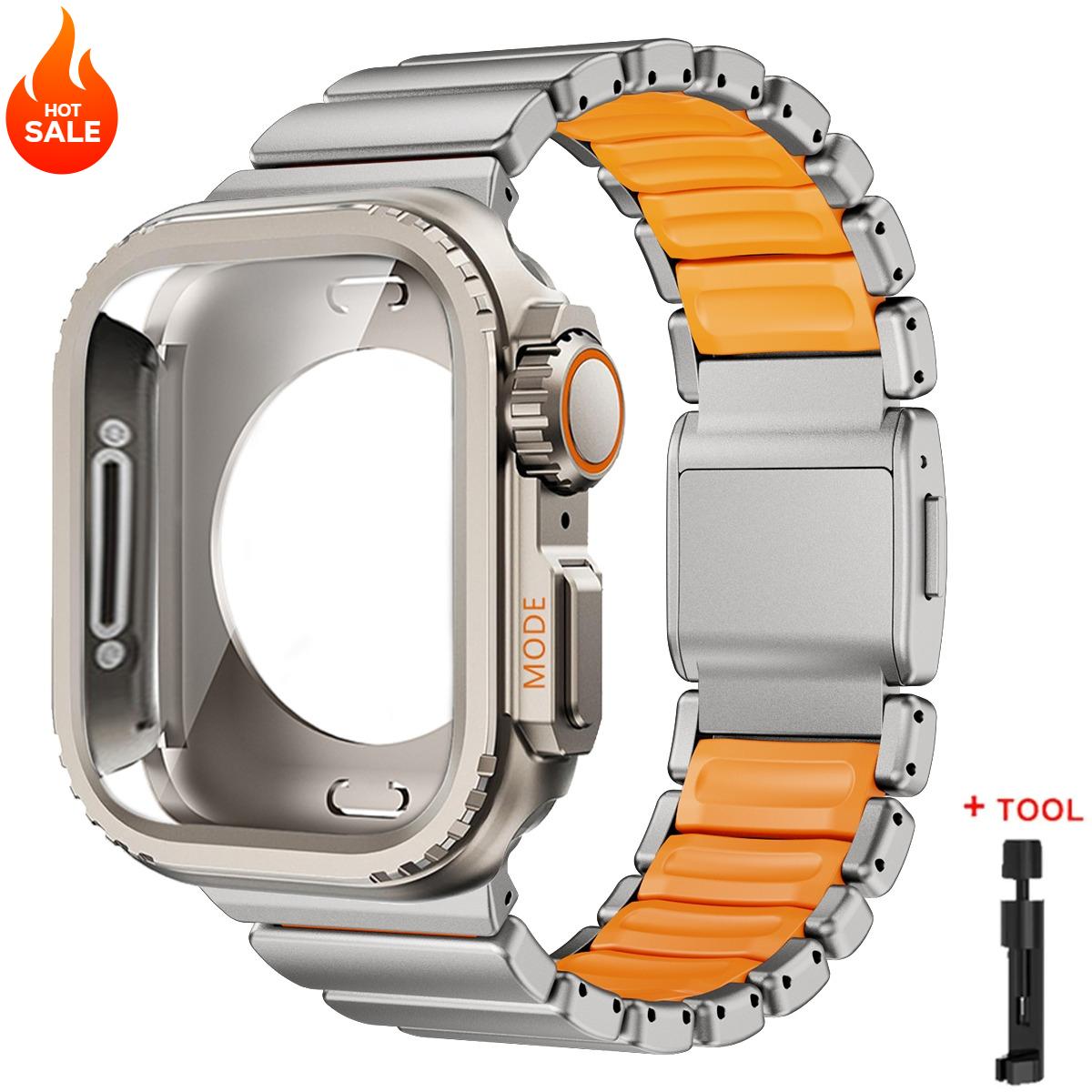 

Titanium Strap+Metal Case for Apple Watch Band Ultra 3 2 49mm Alloy Shell Cover for Iwatch Series 11 10 9 8 7 6 46mm 45mm 44mm Stainless Steel&Series 6SE54 44mm