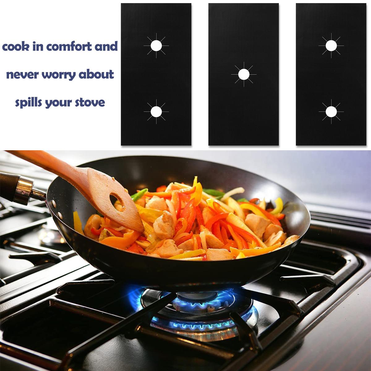 Universal Gas Stove Protectors Reusable Gas Stove Burner Covers 5 Hook Non-Stick Heat Resistant Stove Top Gas Protector for Home