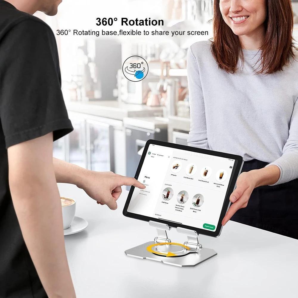 Aluminum alloy Reinforced Double Support arm 360 Rotating Base Adjustable Tablet Stand Minimalist Style