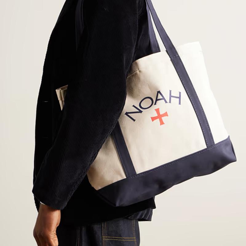 New NOAH Cotton Canvas Bag Tote Bag Shopping Bag Handbag Regular Unisex Natural & Marine Blue B001NOAHNVY