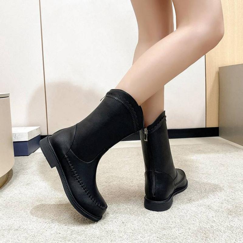 

Детские полусапожки на осень и зиму, однотонные, резиновые, на толстой подошве, нескользящие, кожаные ботинки для детей среднего и старшего возраста, новые ботинки Мартин для родителей и детей, б 39 (inner length 24.5cm)